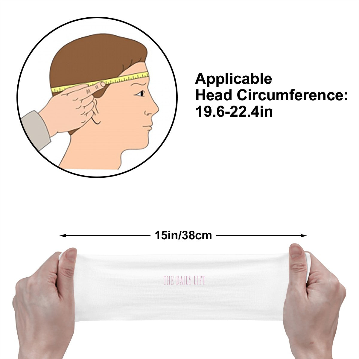 THE DAILY LIFT Headband Color White_Pink Font