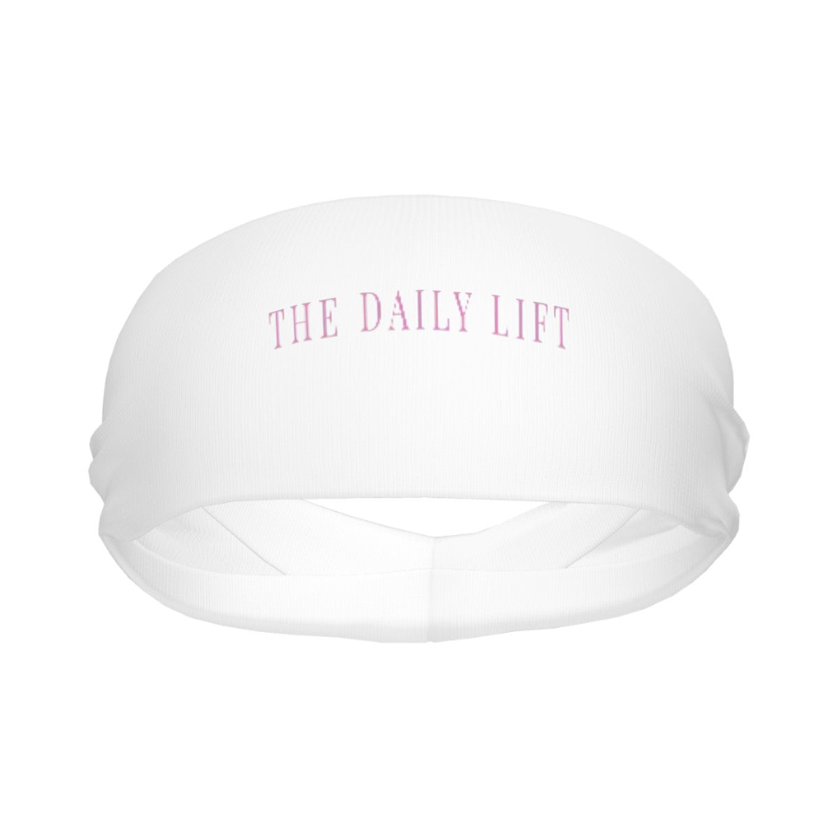 THE DAILY LIFT Headband Color White_Pink Font