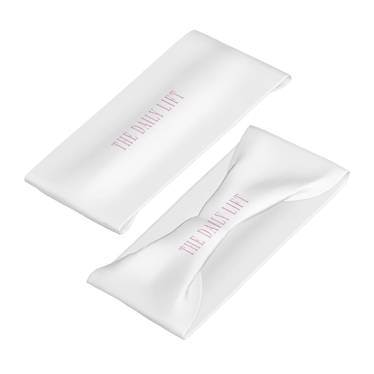 THE DAILY LIFT Headband Color White_Pink Font