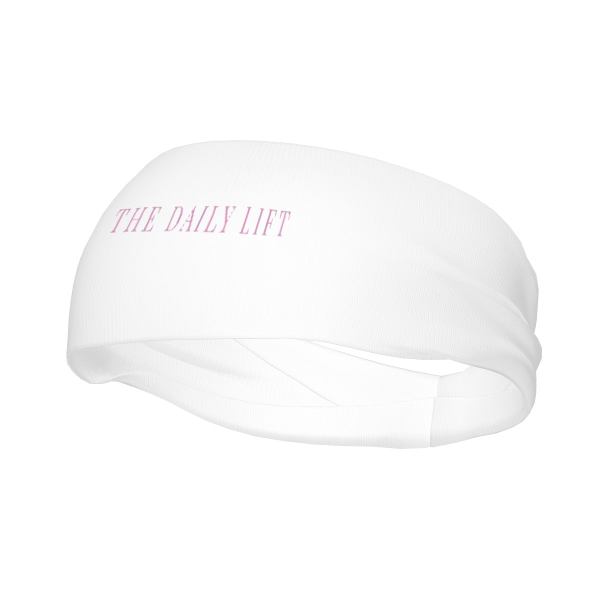 THE DAILY LIFT Headband Color White_Pink Font
